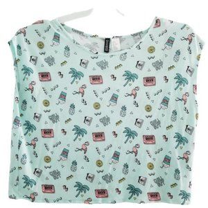 Divided by H&M beach themed graphic crop top M